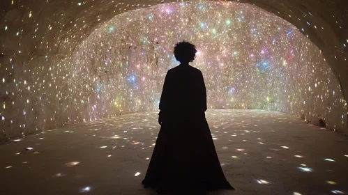 Person in Illuminated Space