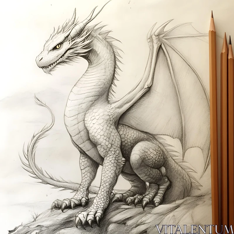 AI ART Detailed Dragon Sketch Mythical Creature Art