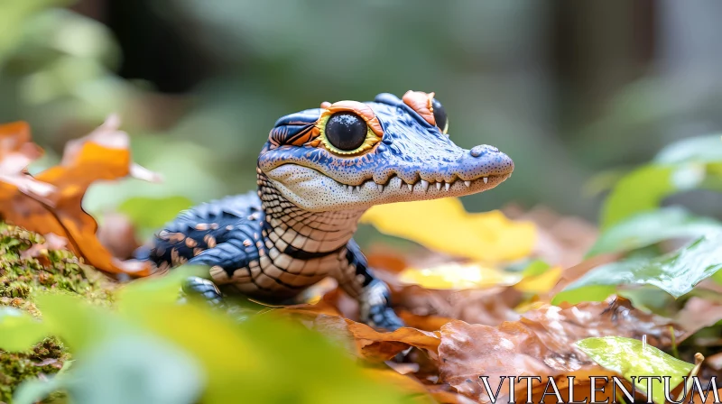 Stylized Reptile with Autumn Backdrop AI Image