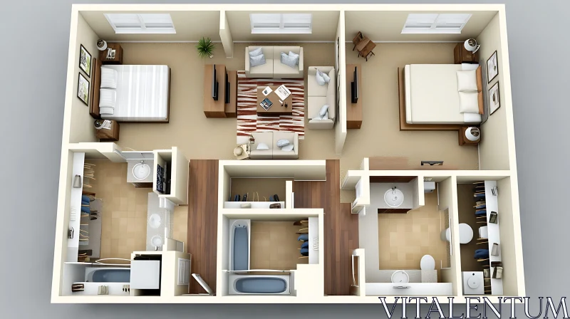 Apartment Layout Design Rendering AI Image