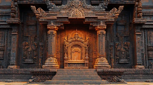 Ornate Stone Temple Entrance