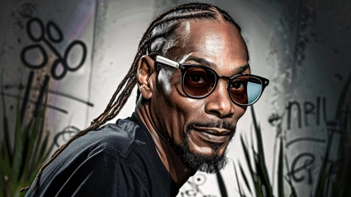 Snoop Dogg's Portrait with Graffiti Background