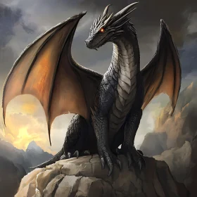Fantasy Dragon on Mountain Top