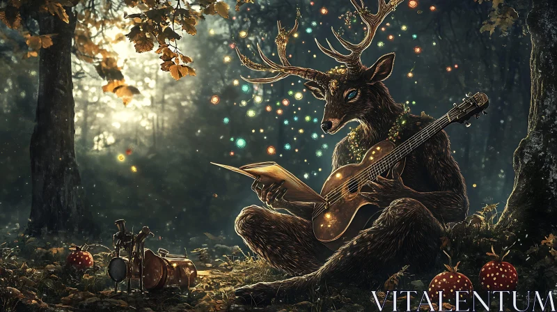 AI ART Forest Musician Deer