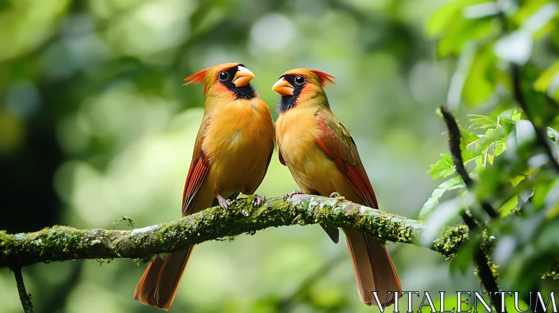 Two Cardinals in Natural Habitat AI Image