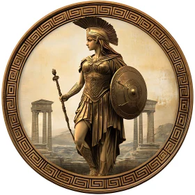 Bronze Athena with Spear and Shield