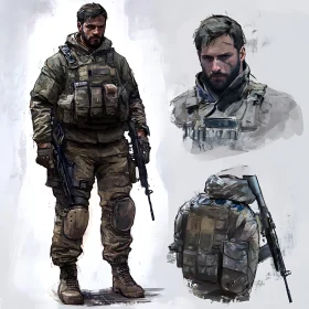 Digital Soldier Portrait with Tactical Equipment