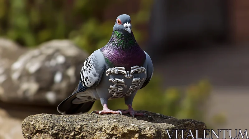 AI ART Unique Pigeon with Bone Chest