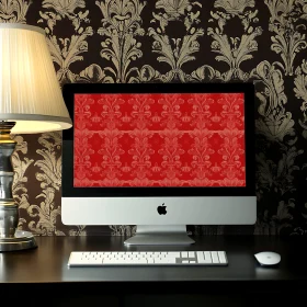 Stylish Workspace with Desktop and Lamp