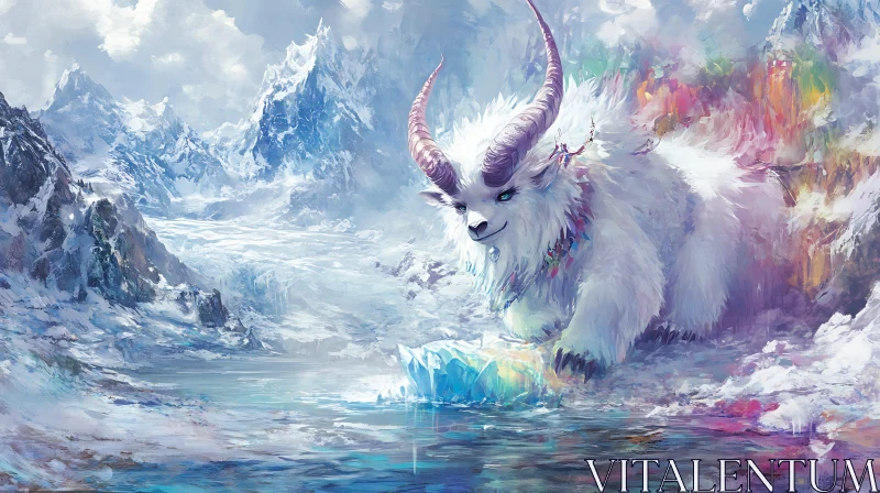 AI ART Winter Beast by the Icy Waters