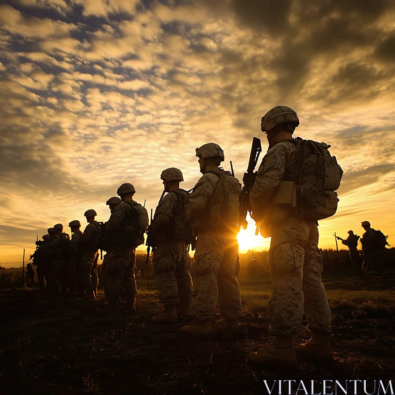 Military Line at Dusk AI Image