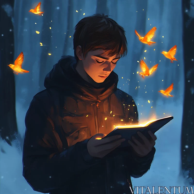 AI ART Enchanted Reader in the Woods