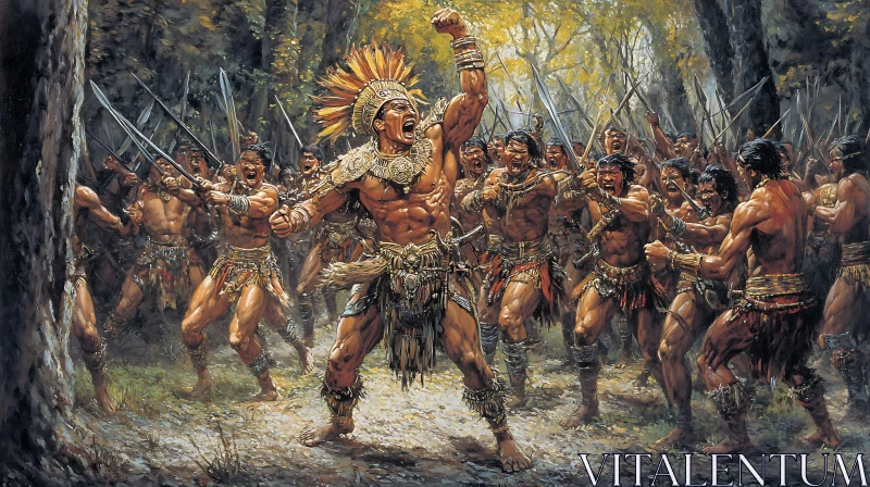 AI ART Indigenous Warriors Ready for Battle