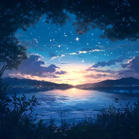 Serene Lake at Sunset