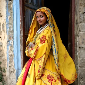 Woman in Yellow Traditional Dress