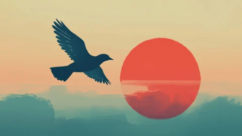 Sunset Flight: A Bird's Journey