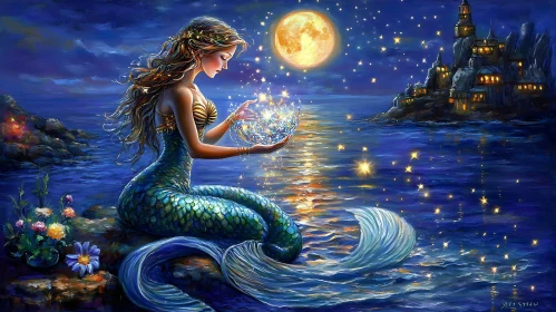 Mystical Mermaid with Starry Orb