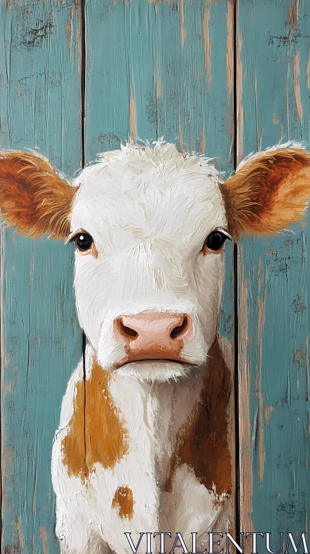 Rustic Painted Cow Portrait AI Image