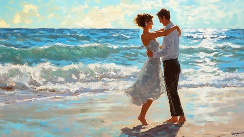 Seaside Couple in Love Artwork