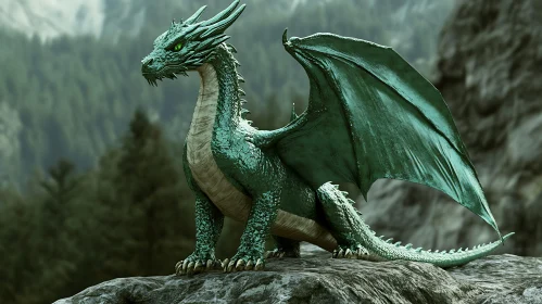 Green Dragon on Mountain Peak