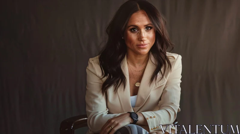 AI ART Meghan Markle in a Stylish Beige Blazer