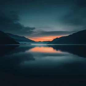 Sunset Reflection on Mountain Lake