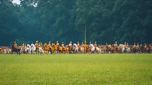 Equestrian Display: A Horseback Procession Scene