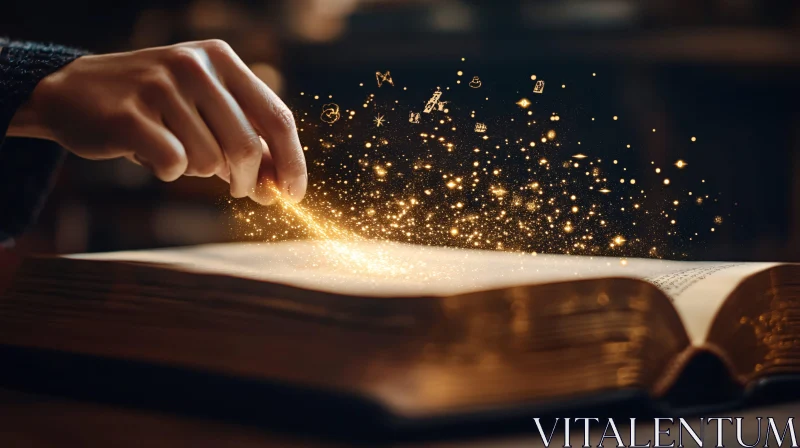 Mystical Book with Golden Spell AI Image