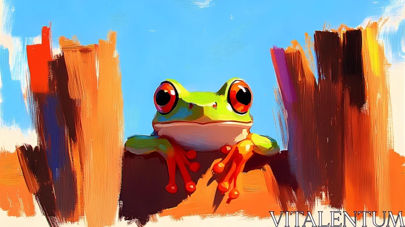 Bright Frog Painting AI Image