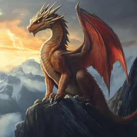 Fantasy Dragon on Mountain
