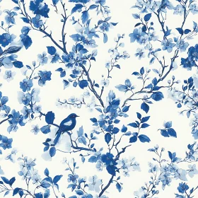 Blue Bird and Blossoming Branches Artwork