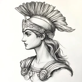 Monochrome Warrior Woman Profile