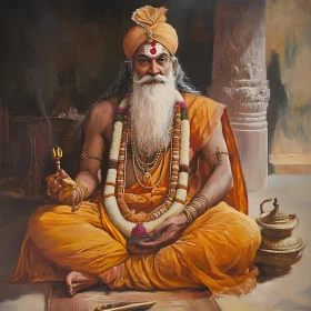 Meditative Man in Traditional Dress