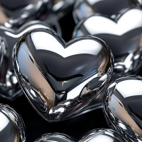 Metallic Heart Shapes Abstract