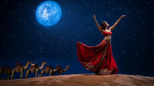 Woman Dancing in Desert Landscape