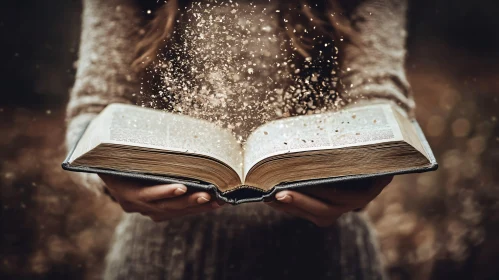 Mystical Book with Sparkling Dust