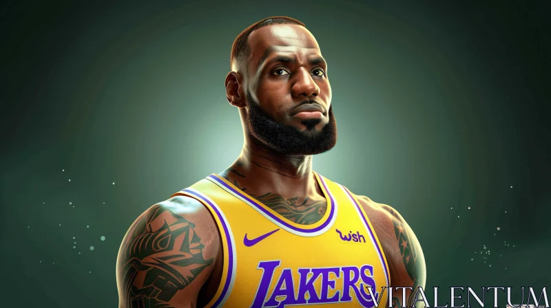 LeBron James Lakers Portrait AI Image