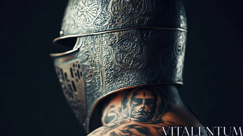 AI ART Intricate Helmet and Tattooed Neck