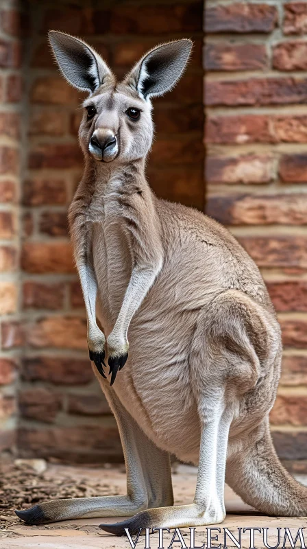 Kangaroo in Rustic Setting AI Image