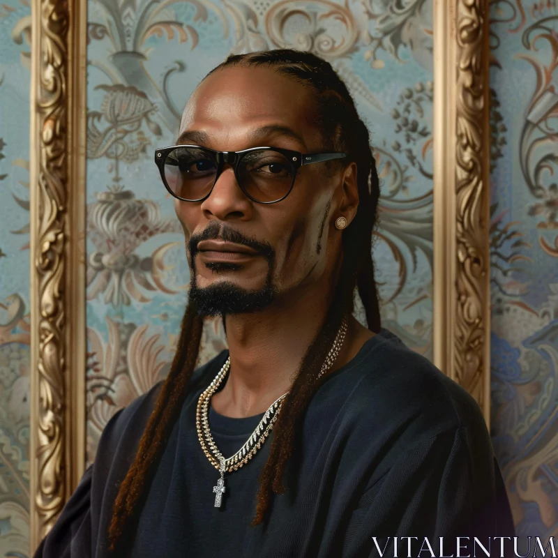 AI ART Stylish Snoop Dogg Portrait in Black Outfit