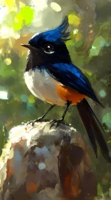 Vivid Bird on Rock Illustration