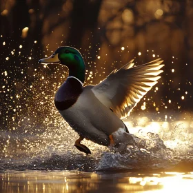 Duck Flight over Water