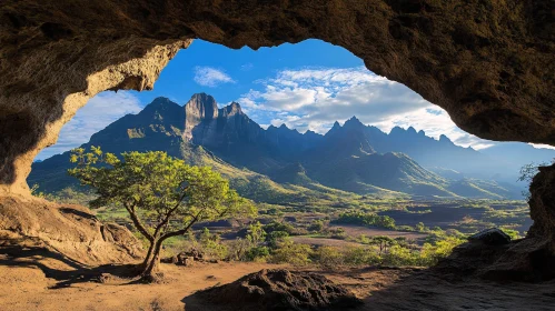 Scenic Mountain View from Cave