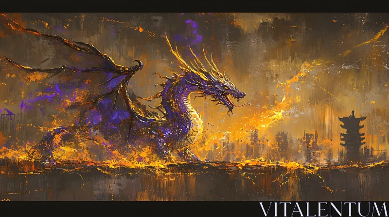 AI ART Fantasy Dragon in the Cityscape