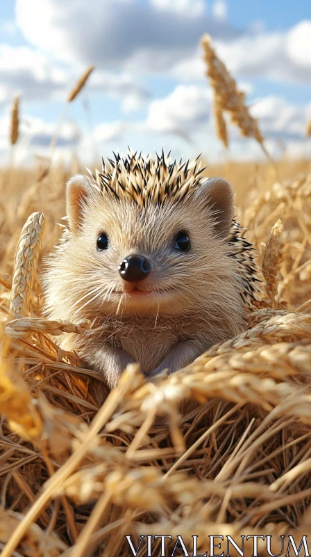 Hedgehog Amongst the Wheat AI Image