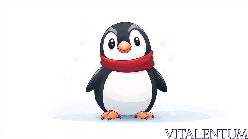 AI ART Charming Penguin with Red Scarf