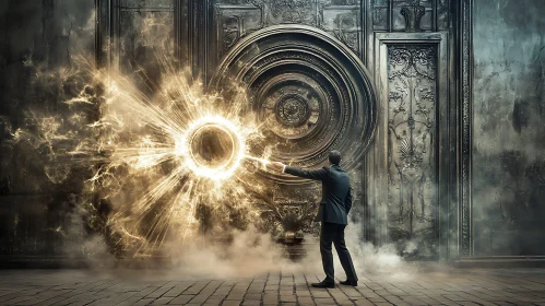 Man Activating a Magical Portal