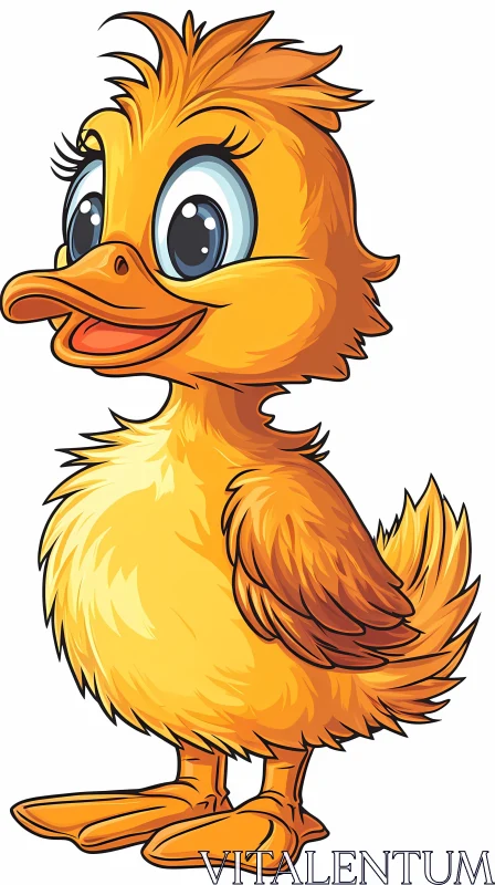 Adorable Animated Duck Illustration AI Image