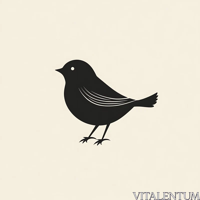 Simple Bird Illustration on Neutral Background AI Image