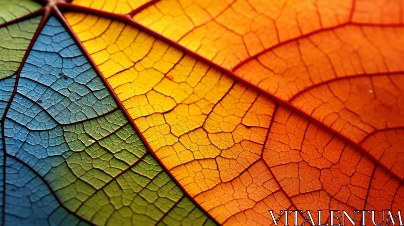 Close-Up View of Multicolored Leaf - A Display of Natural Wonders AI Image